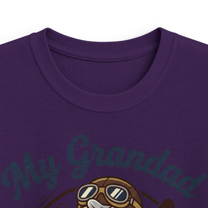 Kids Tee — "My Grandad Is a Pilot" Vintage Aviator T‑Shirt for Grandchildren