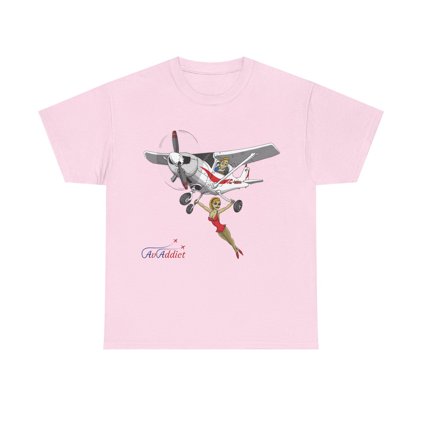 Cotton Tee Cessna Trapeze Artist Cartoon Print