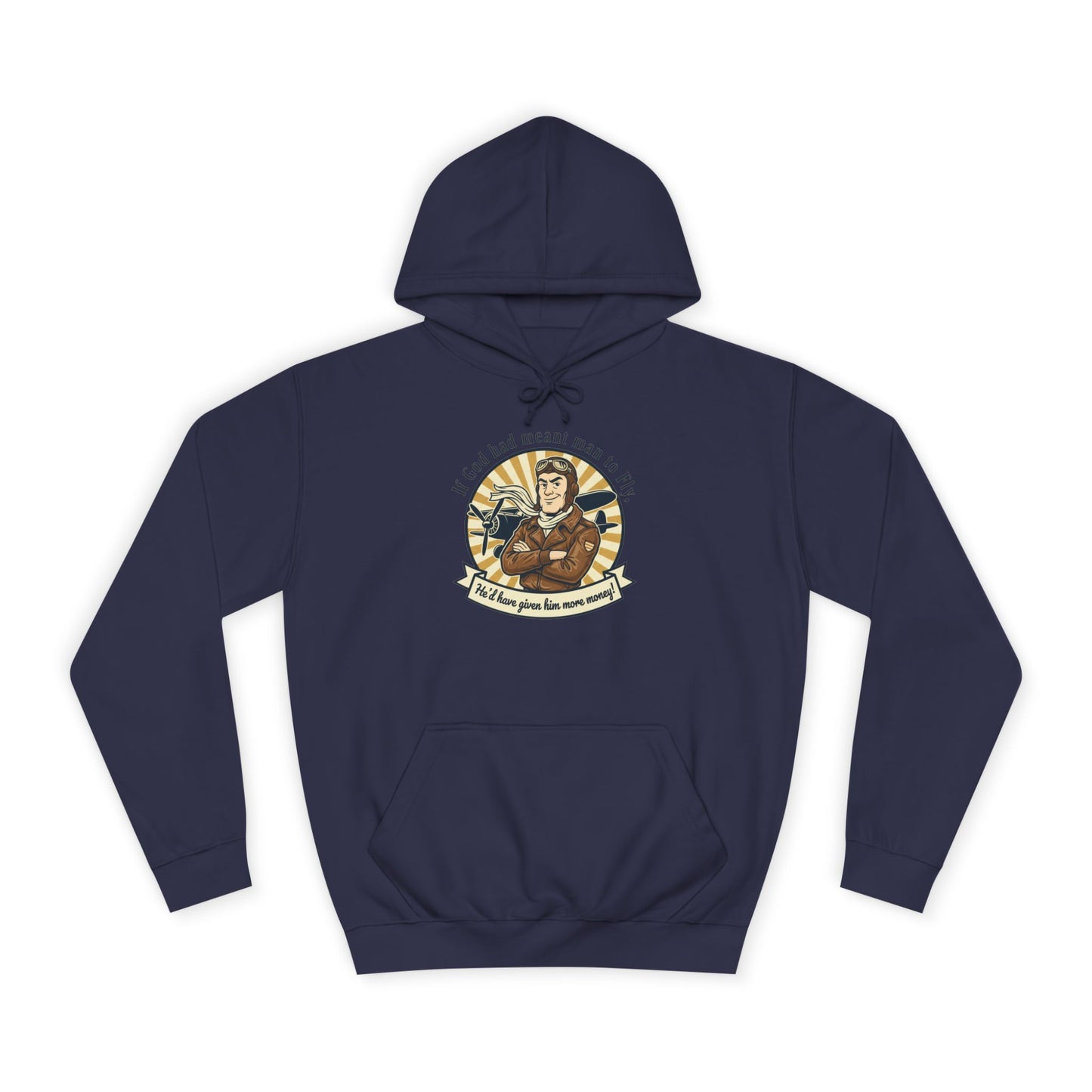 Aviator Retro College Hoodie — “I’ll Save You From The Storm” Vintage Pilot Graphic