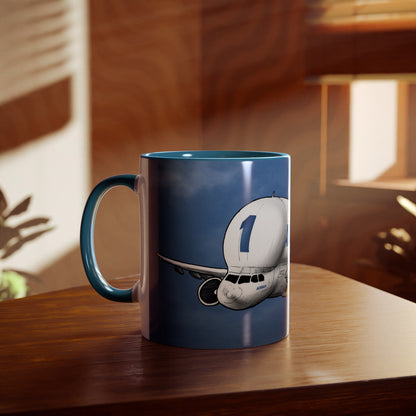 Beluga Airbus Cartoon Two-Tone Coffee Mugs, 11oz - Funky Aviation