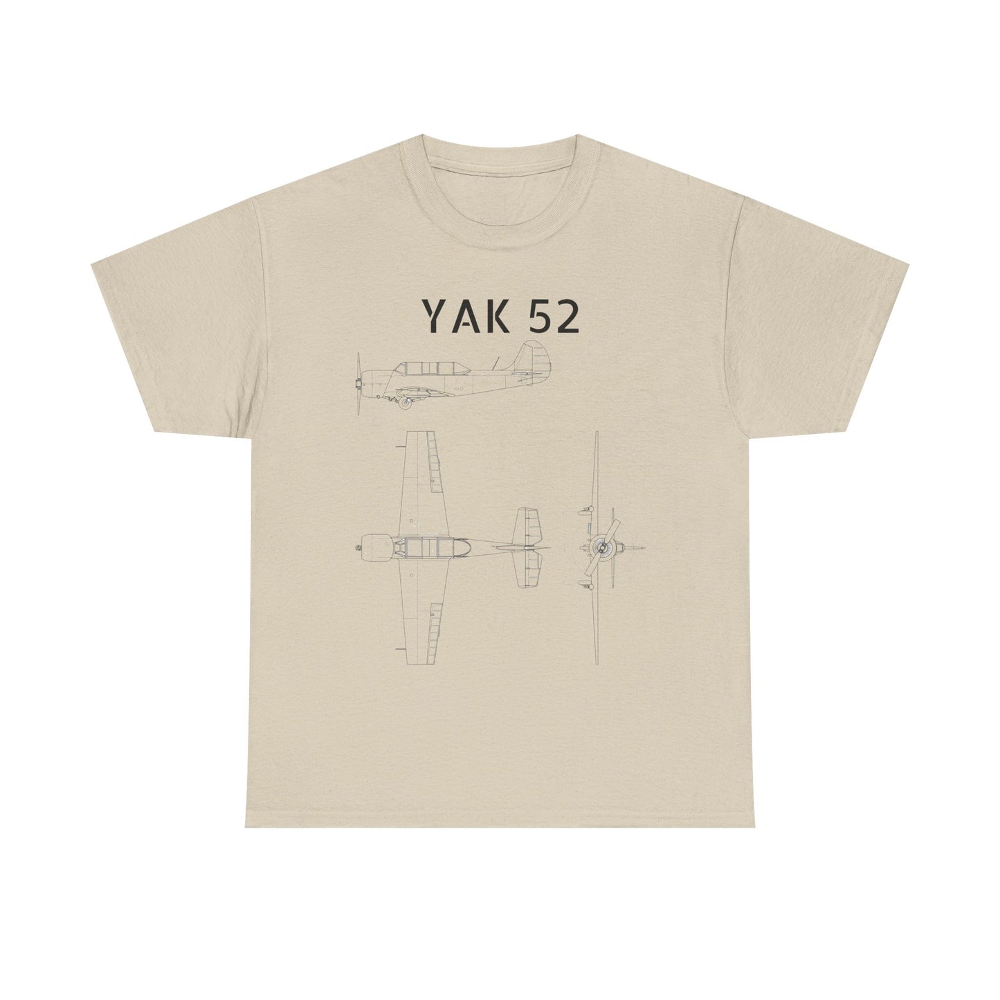 Yak-52 Blueprint T-Shirt — Vintage Aircraft Schematic Tee for Aviation Enthusiasts