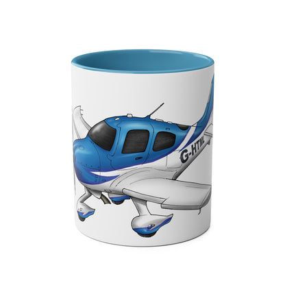 Cirrus Aircraft Hand drawn art Two-Tone Coffee Mugs, 11oz - Funky Aviation