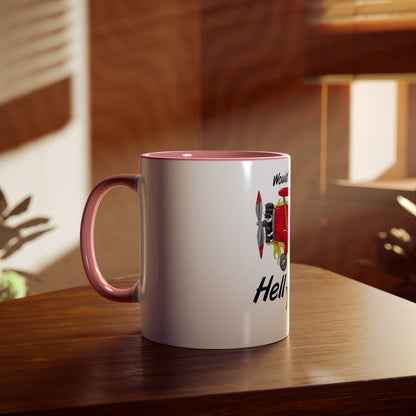 Would I Rather be Flying ? Hell Yeah ! Two-Tone Coffee Mugs, 11oz - Funky Aviation