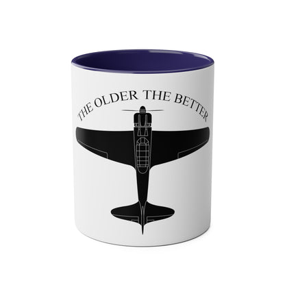 The Older the Better Two-Tone Coffee Mugs, 11oz - Funky Aviation