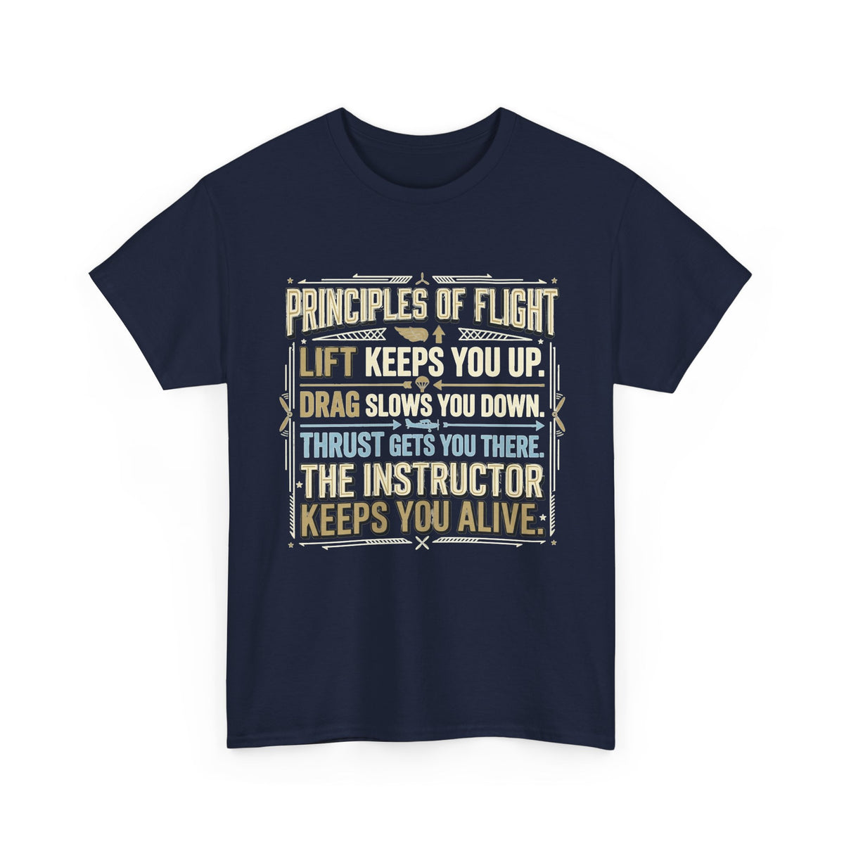 Pilot Instructor T‑Shirt — “Principles of Flight” Aviation Gift