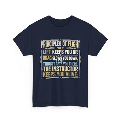 Pilot Instructor T‑Shirt — “Principles of Flight” Aviation Gift