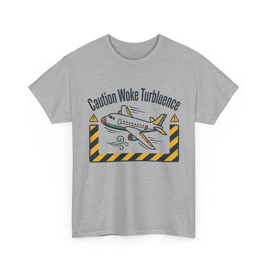 Caution Woke Turbulence Tee — Funny Travel Shirt for Aviation Fans