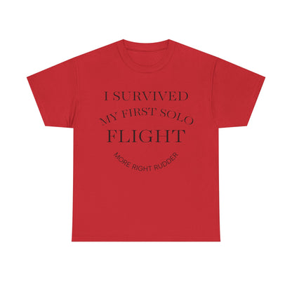 I Survived My First Solo Flight Unisex Heavy Cotton Tee