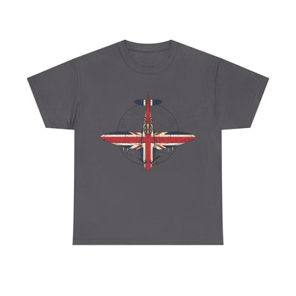 Vintage British Spitfire T-Shirt — Union Jack Warplane Graphic Tee