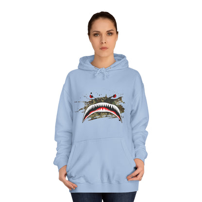 Sharks Teeth Nose Art Distressed Design Unisex College Hoodie - Funky Aviation