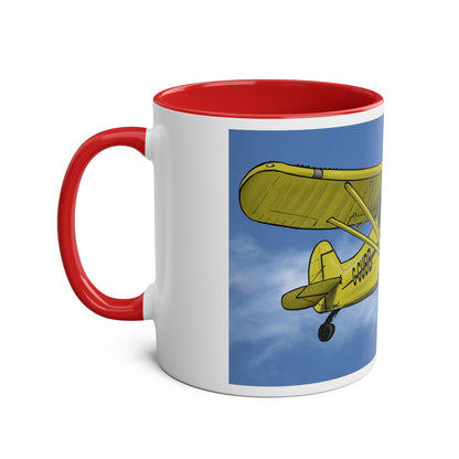 Super Yellow Cub Two-Tone Coffee Mugs, 11oz - Funky Aviation
