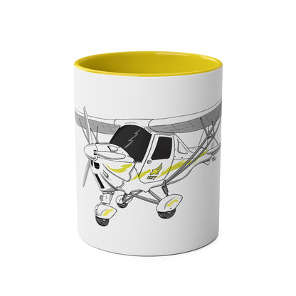 Yellow Decals Cartoon Ikarus C42 Microlight 11oz Coffee Mug
