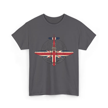 Vintage British Spitfire T-Shirt — Union Jack Warplane Graphic Tee