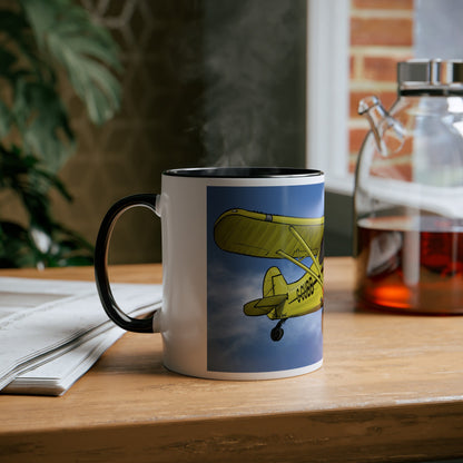 Super Yellow Cub Two-Tone Coffee Mugs, 11oz - Funky Aviation