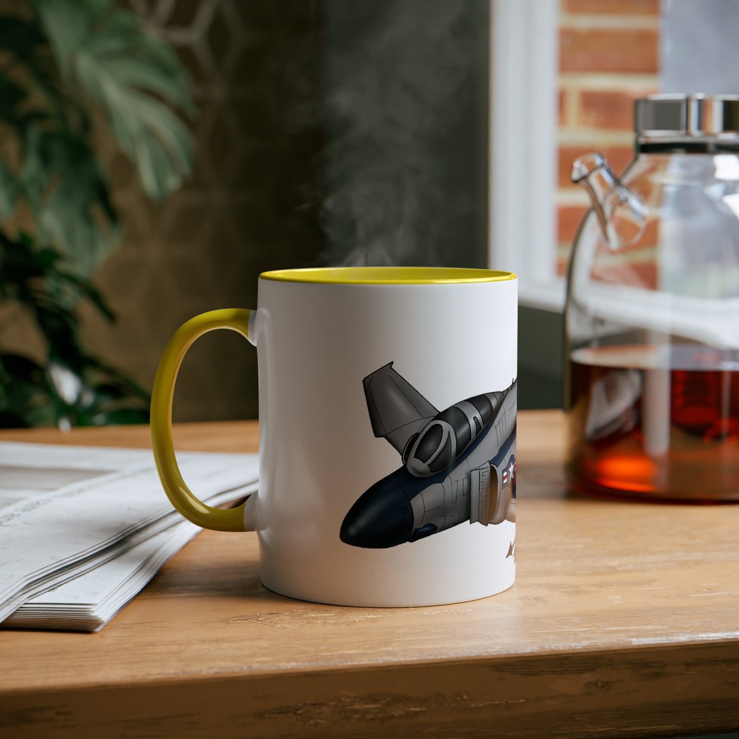 Phantom Fighter Jet Two-Tone Coffee Mugs, 11oz