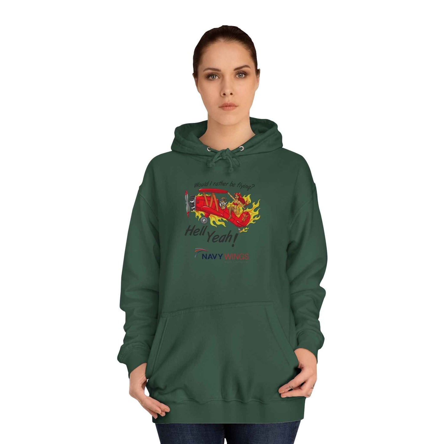 Vintage Red Airplane Hoodie — "Hell Yeah!" Graphic College Pullover