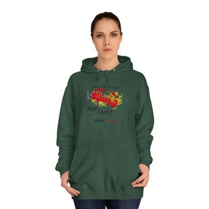 Vintage Red Airplane Hoodie — "Hell Yeah!" Graphic College Pullover