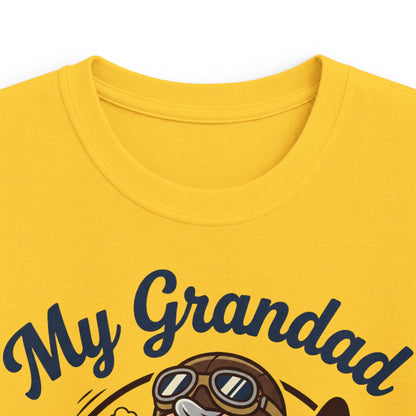 Kids Tee — "My Grandad Is a Pilot" Vintage Aviator T‑Shirt for Grandchildren