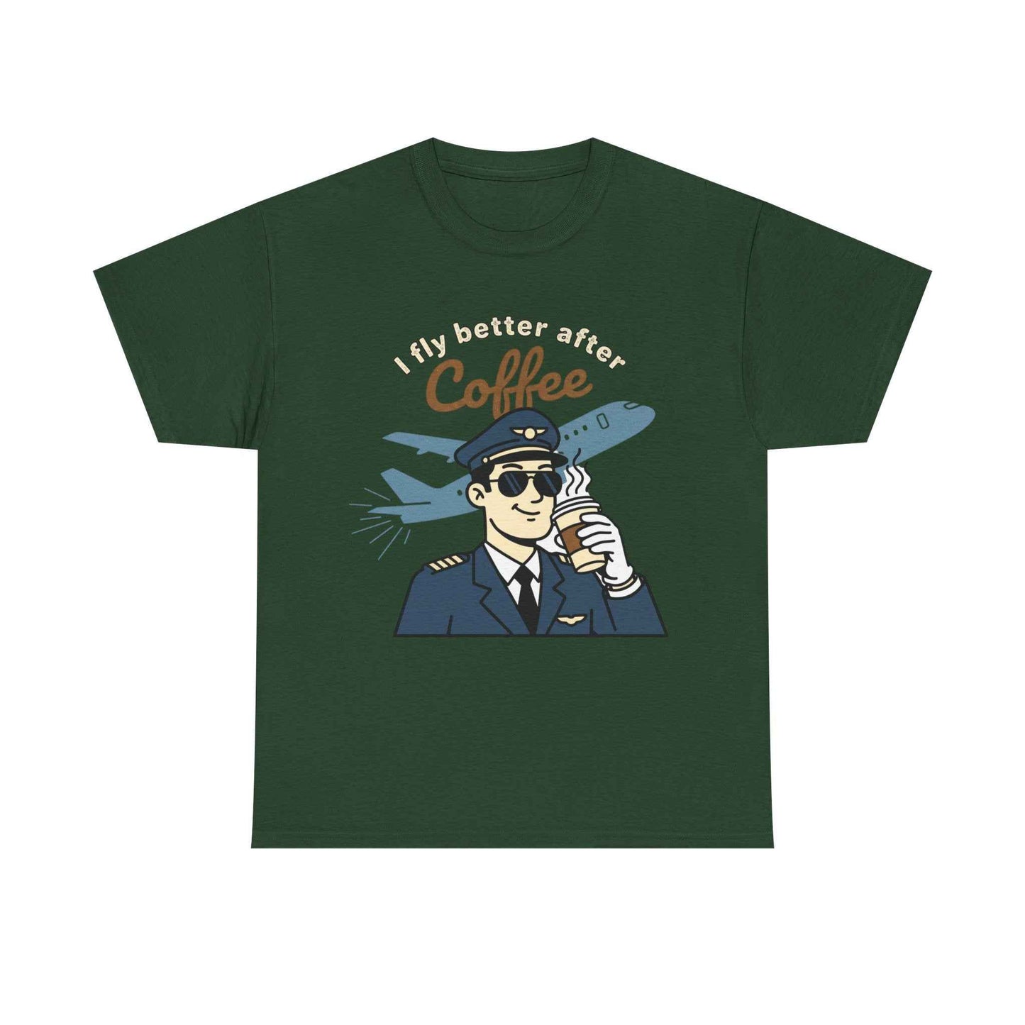 Pilot Coffee T‑Shirt — "I Fly Better After Coffee" Aviation Tee