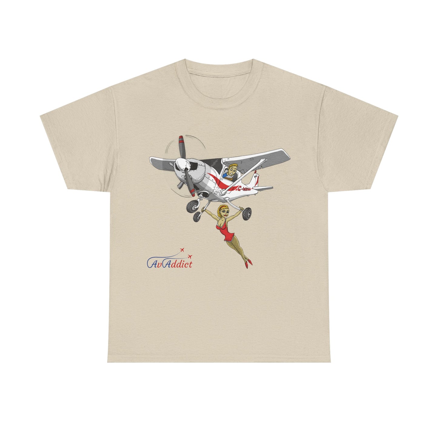 Cotton Tee Cessna Trapeze Artist Cartoon Print