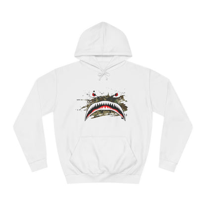 Sharks Teeth Nose Art Distressed Design Unisex College Hoodie - Funky Aviation