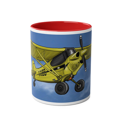 Super Yellow Cub Two-Tone Coffee Mugs, 11oz - Funky Aviation