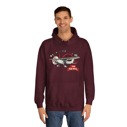 Aviation Hoodie — Vintage Cessna Plane "Team High Wing" Pullover