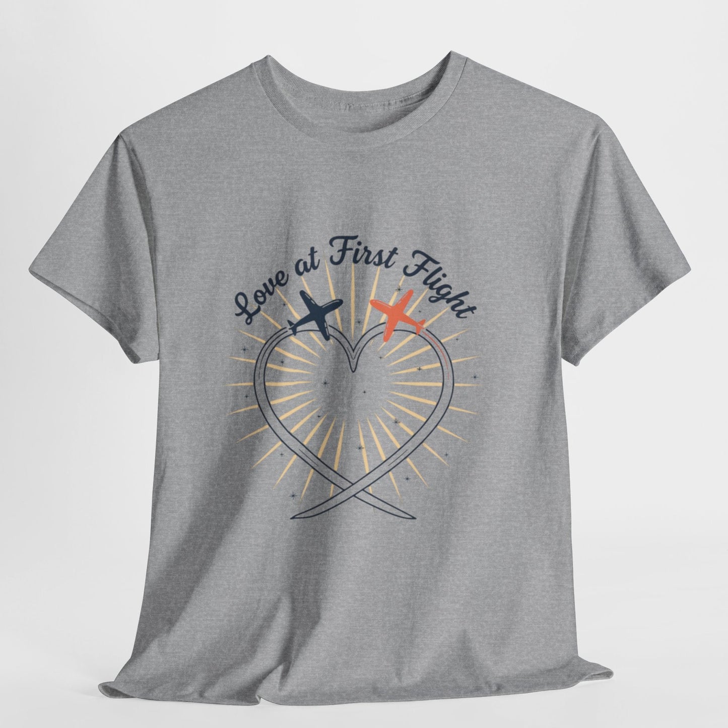 Love at First Flight Tee — Romantic Airplane Heart Valentine's Shirt