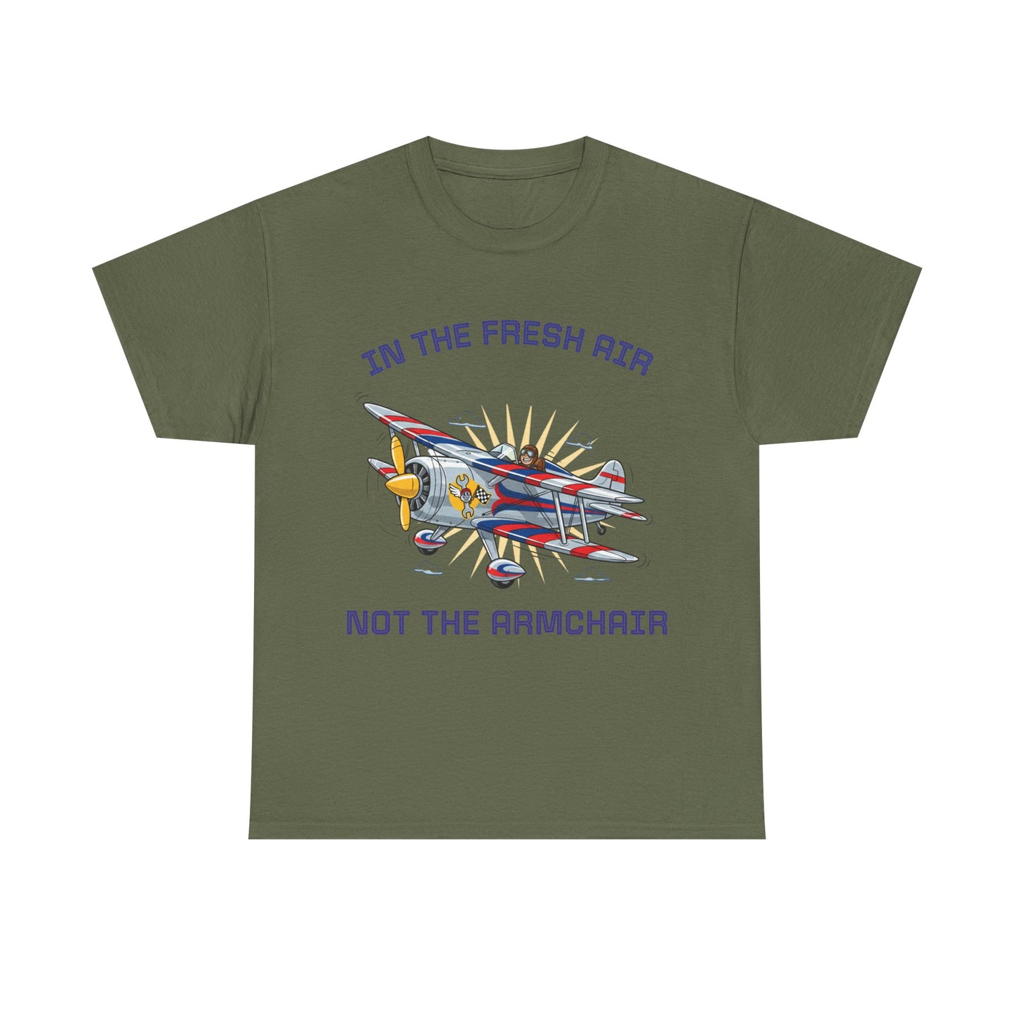 Aviation Vintage Biplane T-Shirt – "In the Fresh Air Not the Armchair" Retro Pilot Tee