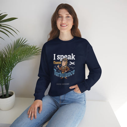 Aviation Crewneck Sweatshirt – "Fluent Turbulence" Vintage Pilot Graphic