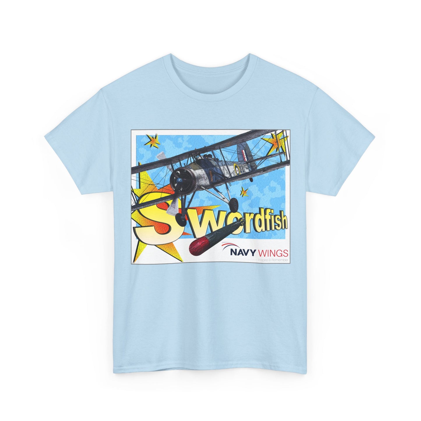 Swordfish Navy Wings T‑Shirt — Vintage Biplane Aviation Graphic Tee