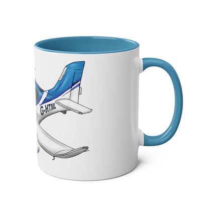 Cirrus Aircraft Hand drawn art Two-Tone Coffee Mugs, 11oz - Funky Aviation