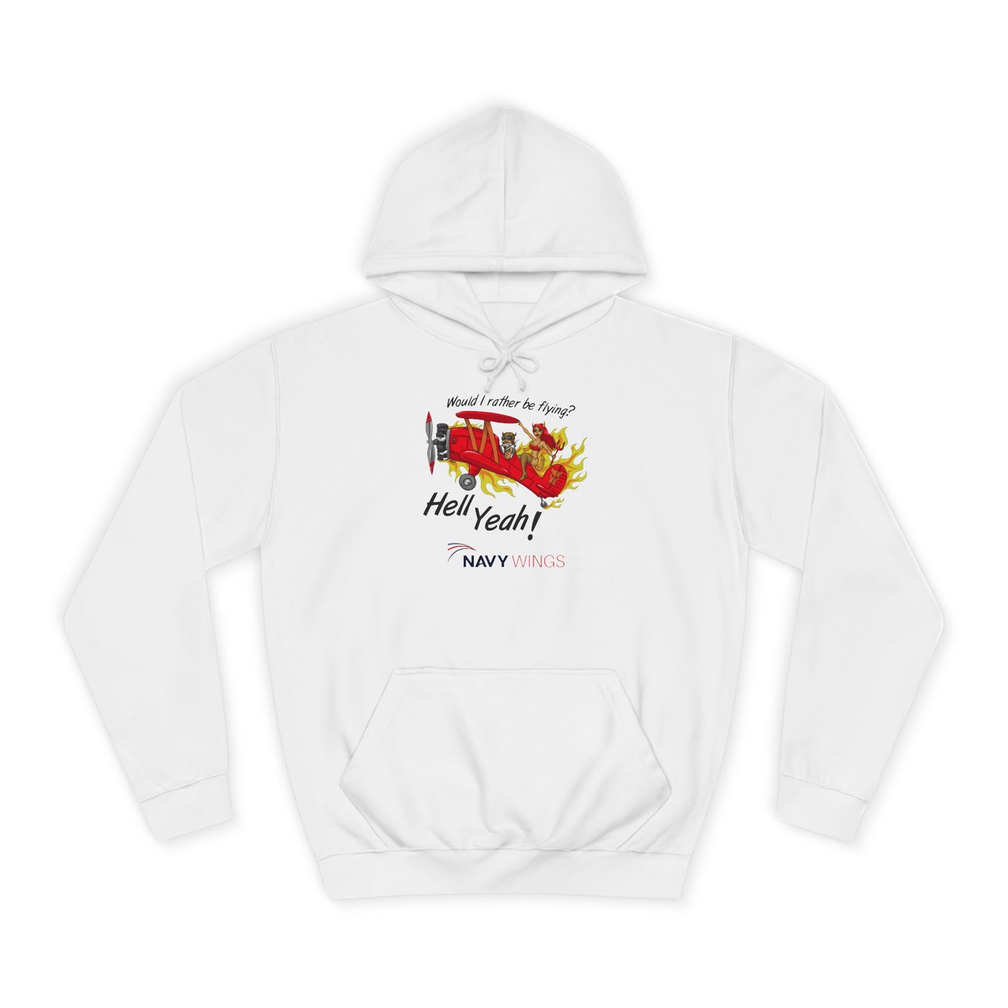 Vintage Red Airplane Hoodie — "Hell Yeah!" Graphic College Pullover