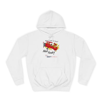 Vintage Red Airplane Hoodie — "Hell Yeah!" Graphic College Pullover