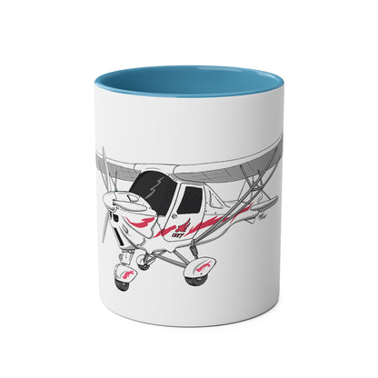 Cartoon Ikarus C42 Microlight Red Decals 11oz Coffee Mug