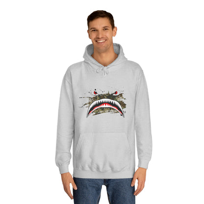 Sharks Teeth Nose Art Distressed Design Unisex College Hoodie - Funky Aviation