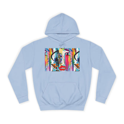 Abstract Colorful Face Hoodie — Vibrant Pop Art Graphic Pullover