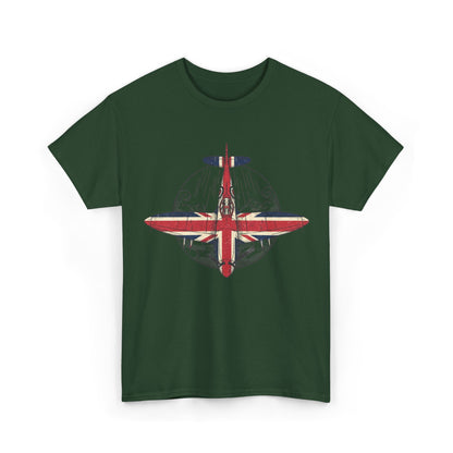 Vintage British Spitfire T-Shirt — Union Jack Warplane Graphic Tee