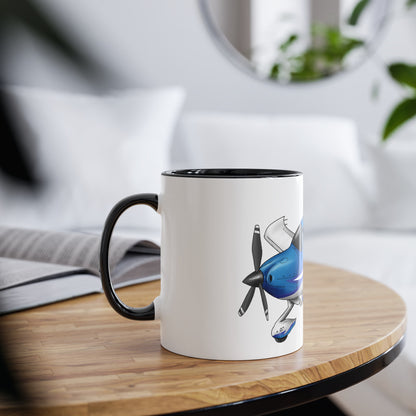 Cirrus Aircraft Hand drawn art Two-Tone Coffee Mugs, 11oz - Funky Aviation