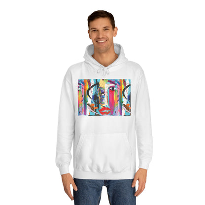 Abstract Colorful Face Hoodie — Vibrant Pop Art Graphic Pullover