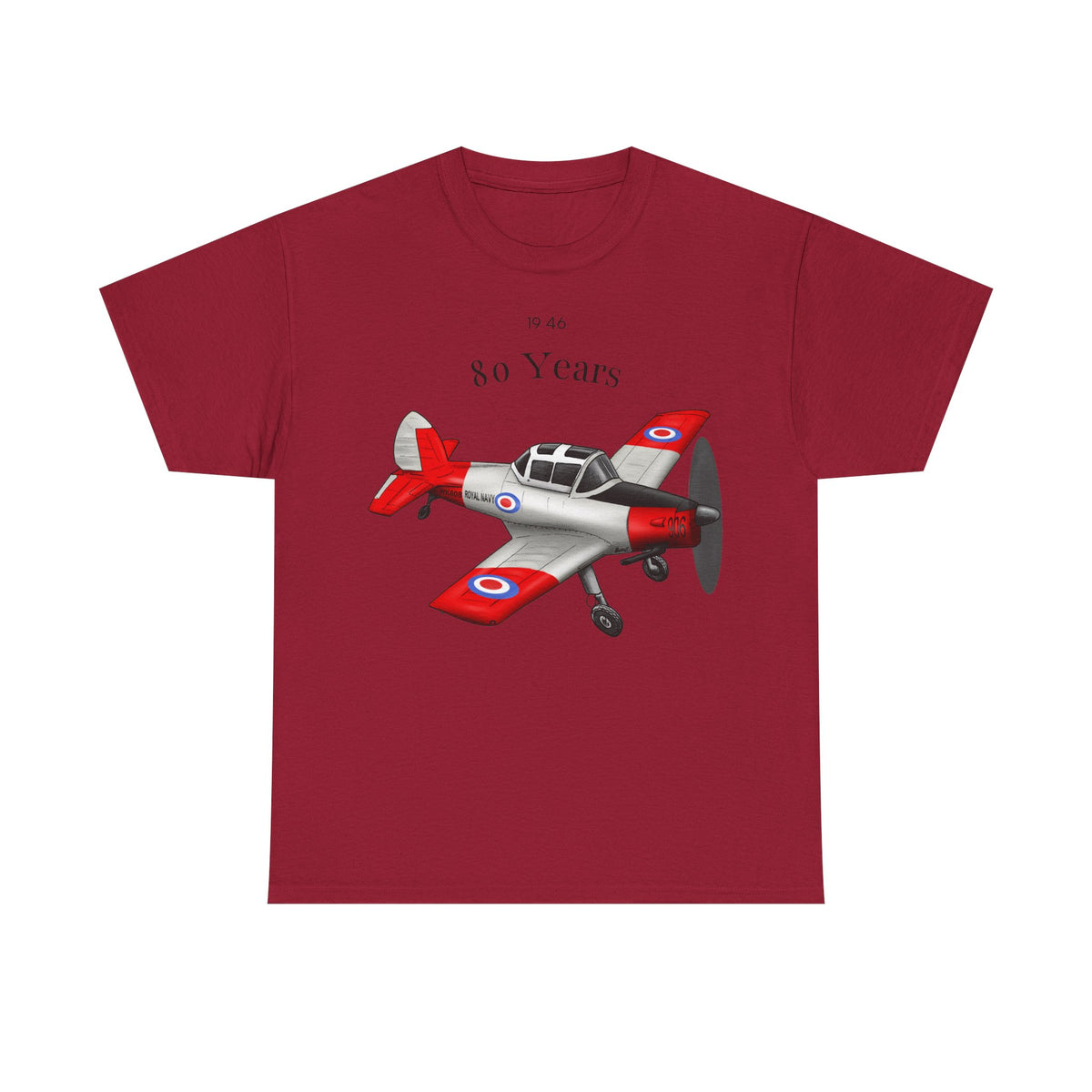 Chipmunk Vintage Airplane Tee — "80 Years" Commemorative Aviation Shirt