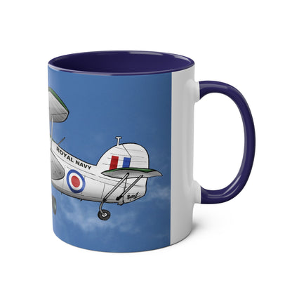 Navy Swordfish Design Two-Tone Coffee Mugs, 11oz - Funky Aviation