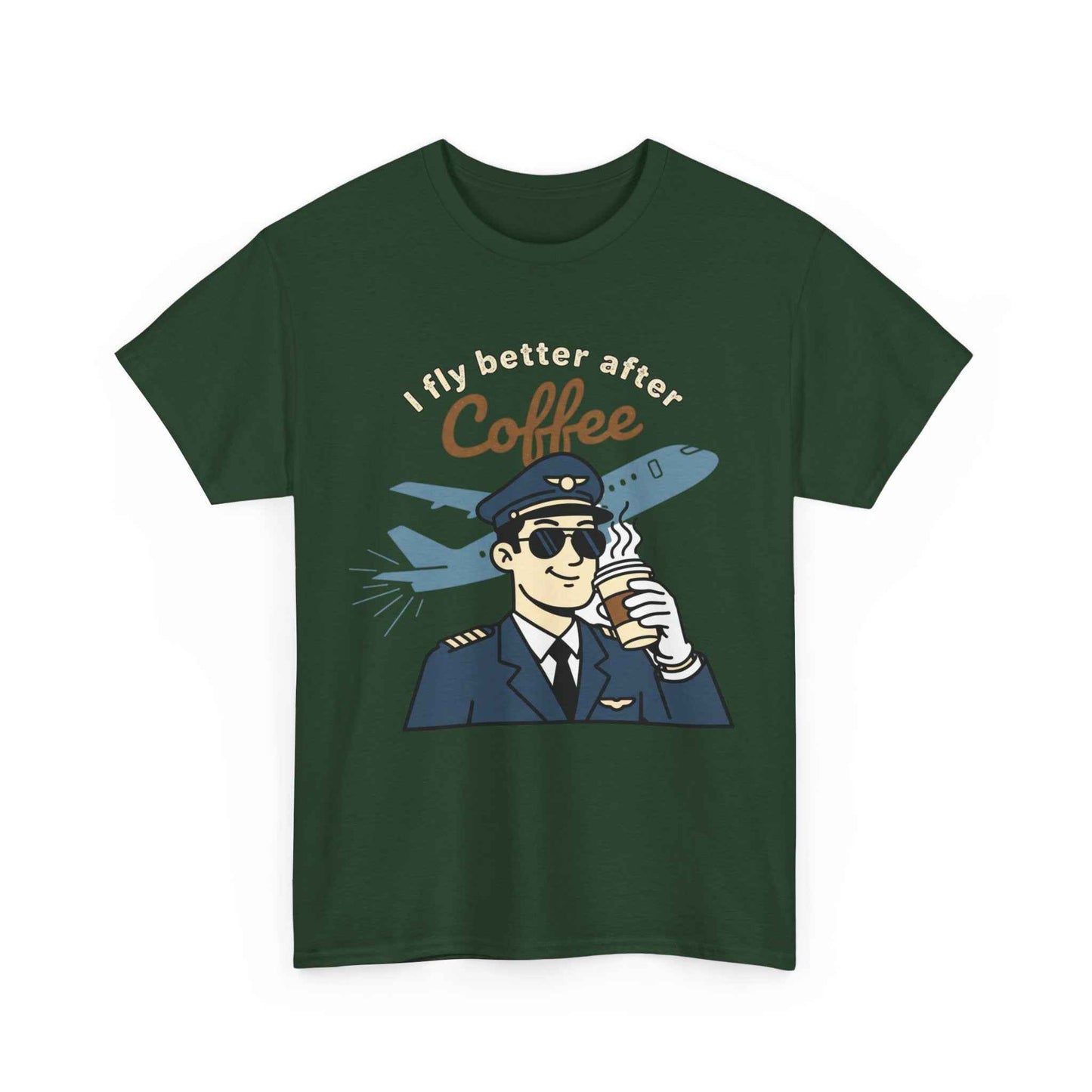 Pilot Coffee T‑Shirt — "I Fly Better After Coffee" Aviation Tee