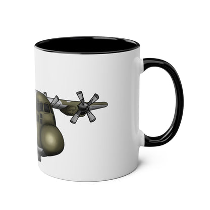 The Hercules Transport Aircraft Two-Tone Coffee Mugs, 11oz - Funky Aviation