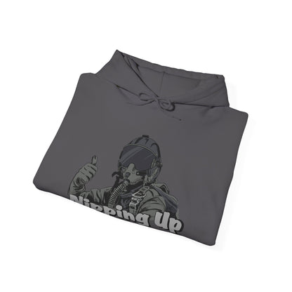 Nipping Up Fighter Pilot design Unisex Heavy Blend™ Hooded Sweatshirt - Funky Aviation