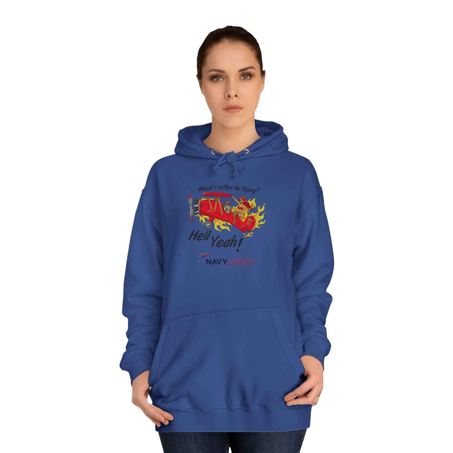 Vintage Red Airplane Hoodie — "Hell Yeah!" Graphic College Pullover