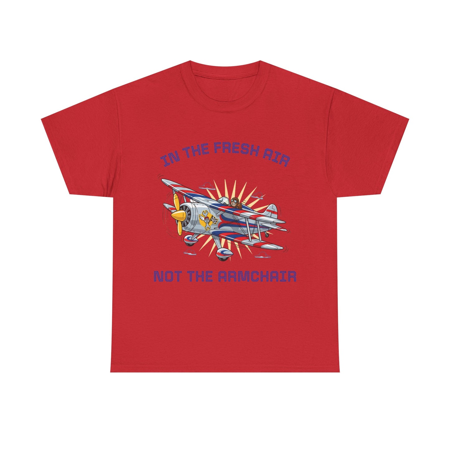 Aviation Vintage Biplane T-Shirt – "In the Fresh Air Not the Armchair" Retro Pilot Tee