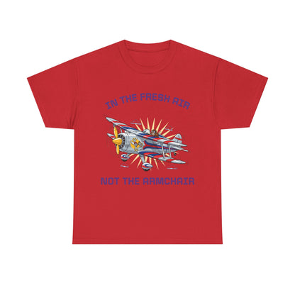 Aviation Vintage Biplane T-Shirt – "In the Fresh Air Not the Armchair" Retro Pilot Tee