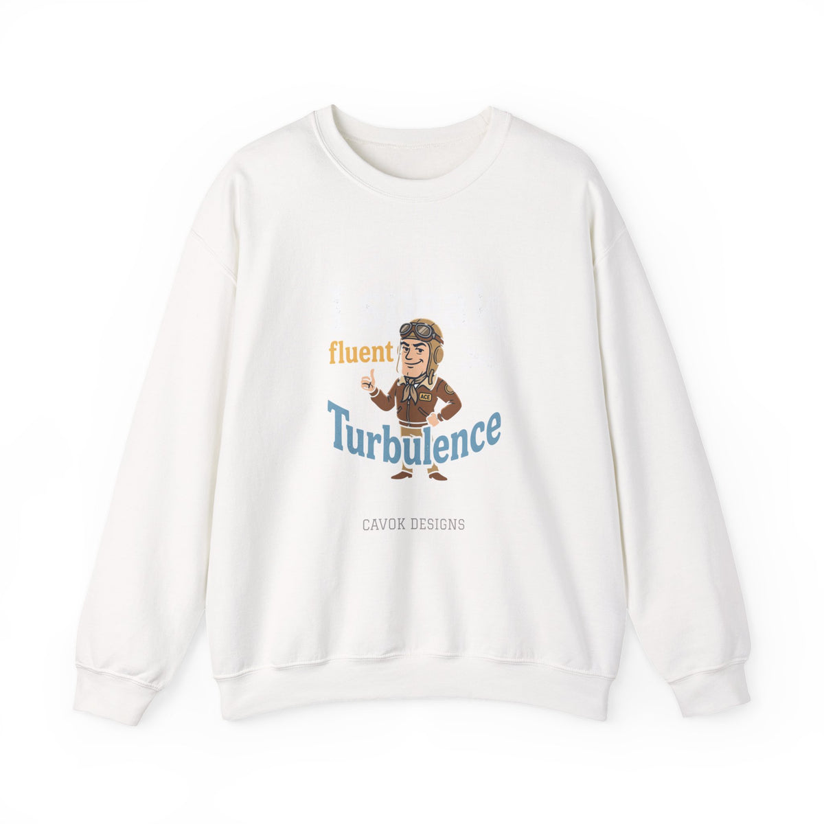 Aviation Crewneck Sweatshirt – "Fluent Turbulence" Vintage Pilot Graphic