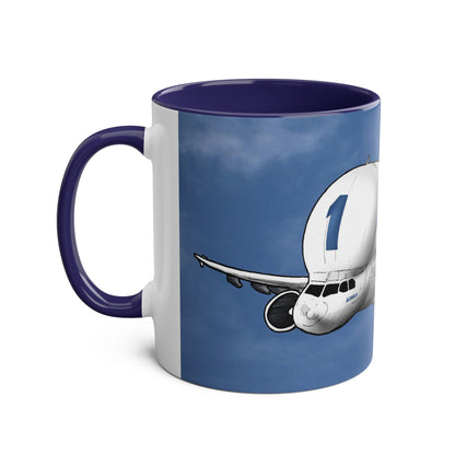 Beluga Airbus Cartoon Two-Tone Coffee Mugs, 11oz - Funky Aviation